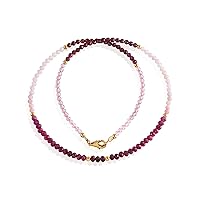Multi Gemstone Beaded Necklace for Women Natural 925 Silver Chain Jewelry for Women - 45 CM