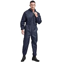 FEESHOW Men Long Sleeve Work Coverall Jumpsuit Lightweight Work Uniform Mechanic Uniform&Pockets