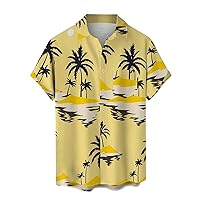 Men Hawaiian Shirts 2024 Novelty Printed Summer Beach Short Sleeve Button Down Shirt Casual Regular Fit Vacation Tops