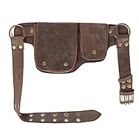 Medieval Leather Thigh Drop Leg Bag Retro Fanny Pack Utility Hip Belt Waist Bags Travel Outdoors (Waist Pack Brown)