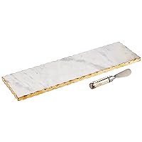 Mud Pie - 40700003 Mud Pie Marble and Gold Edge Hostess Set Serving Platter, One Size, white