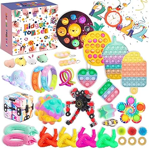 LANTIAN Sensory Fidget Toys Set, Relieves Stress and Anxiety Push Bubble Fidget Toy Pack, Autism Special Sensory Toys for Children Adults, Toy Gifts That Easy to Carry for Kids (Fidget Toys Pack-2)