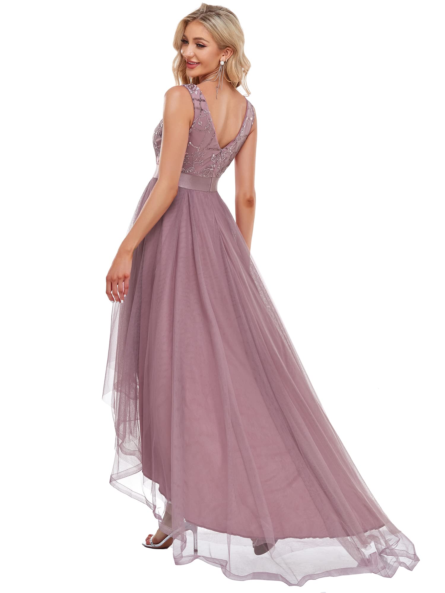 Ever-Pretty Women's Sequin V-Neck Sleeveless High-Low A-line Evening Party Dress 0793-USA
