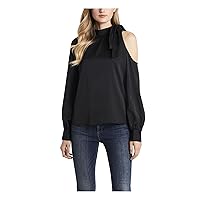 Vince Camuto Womens Solid Cold Shoulder Blouse
