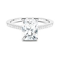 2.50 CT Radiant Cut Moissanite Engagement Ring White Gold & Sterling Silver Ring Solitaire With Accents Ring Wedding Ring Women's Ring Valentine Sale