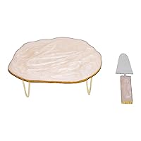 3 Leg Marble Look Resin Cake Stand with Server, Cupcakes & Pizza Platter with 3 Stands and Server, DIY Resin Casting Mold for Making Dessert Platter, Serving Stand (Pink Color)