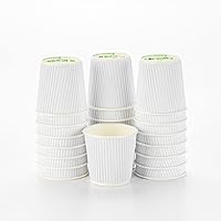 500-CT Disposable White 4-OZ Hot Beverage Cups with Ripple Wall Design: No Need for Sleeves - Perfect for Cafes - Eco-Friendly Recyclable Paper - Insulated - Wholesale Takeout Coffee Cup