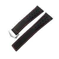 21/22mm Calfskin Watch Band Suitable for TAG Heuer MONACO Carrera AUTAVIA Aquaracer 300 Black Red F1 cowhide Strap