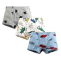 FLKAYJM 3 Pack Boys Underwear Size 6 8 Boxer Briefs - Boxers for Boys - Cotton Brief Soft Underwear Dinosaur Banana Shark