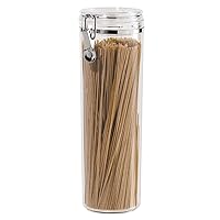 Oggi Tall Clear Canister with Clamp Lid, 58 oz - Large Airtight Food Storage Container, Ideal for Kitchen & Pantry Storage of Bulk, Dry Foods Including Pasta & Spaghetti