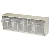 Akro-Mils 06704 TiltView Horizontal Plastic Organizer Storage System Cabinet with 4 Tilt Out Bins, (23-5/8-Inch Wide x 8-3/16-Inch High x 6-3/4-Inch Deep), Stone