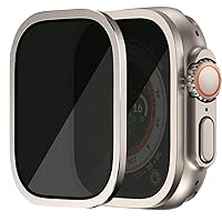 ZPIAR 2 Pack for Apple Watch Ultra 2/Ultra 49mm Tempered Glass Screen Protector+Titanium Alloy Frame,[Keep Original][Touch Sensitive][Waterproof] HD Film for iwatch Ultra 2/Ultra-Privacy+Titanium