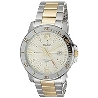 Casio Classic Two-Tone Stainless Steel Band Date Indicator Watch (Model: MTPVD01SG-9BV)
