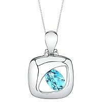 PEORA Sterling Silver Sculpted Pendant Necklace for Women, Various Gemstones, Oval Shape, 7x5mm, with 18 inch Italian Chain