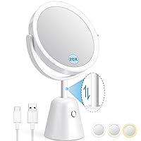 New 20X Magnifying Mirror with Light, Light Up Mirror with 74 Premium LED Beads, Dimmable, Rechargeable Vanity Mirror with Lights,8.5