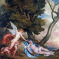 TopVintagePosters Cupid And Psyche Love 1639 Mythological Painting By Anthony Van Dyck Reproduction (16” X 16” Image Size Canvas)