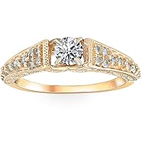 P3 POMPEII3 5/8ct Vintage Diamond Engagement Ring 14K Yellow Gold
