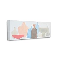 Stupell Industries Abstract Pottery Shapes Soft Pink Blue, Design by Rob Delamater Canvas Wall Art, 10 x 24, Grey