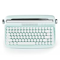 YUNZII ACTTO B303 Wireless Keyboard, Retro Bluetooth Aesthetic Typewriter Style Keyboard with Integrated Stand for Multi-Device (B303, Sweet Mint)