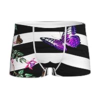 Boys Boxer Briefs, Purple Butterfly Teenagers Soft Cotton Briefs Boys Mid-Rise Boxer Briefs