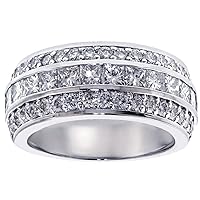 2.00 CT TW Princess & Round Cut Diamond Wedding Band in 18k White Gold Channel & Pave Setting