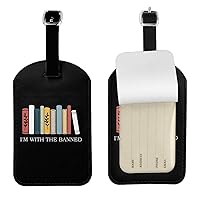 I'm with The Banned Luggage Tags Detachable Leather Travel Bag Id Labels with Privacy Cover Travel Bag Id Labels for Men Women Travel Must