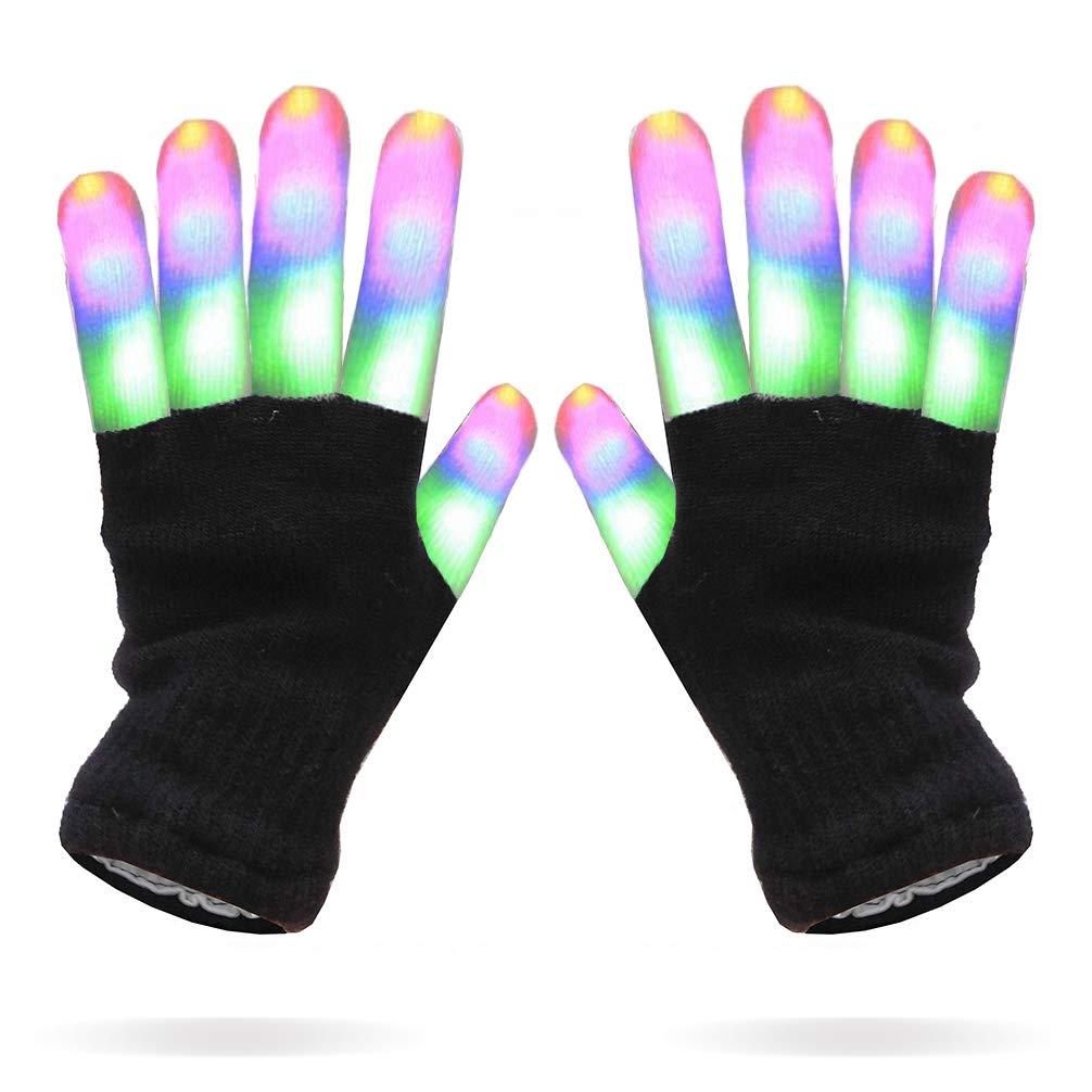 Luwint Children LED Finger Light Up Gloves - Glow Flashing Cool Fun Toys for Kids, Boy Girl 7-12 Years