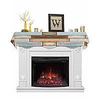 Wooden Mantel Scarf, Rustic Farmhouse Style Blue and Brown Wooden Plank Fireplace Mantel Scarf Mantel Shelf Top Scarf Runner for Seasonal Holiday Decorations Indoor Home Living Room (70 × 17 inches)