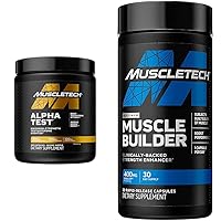 MuscleTech AlphaTest Testosterone Booster & Muscle Builder Nitric Oxide Supplements for Men 240 Count & 30 Pills