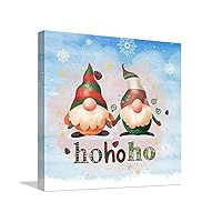 HaHciioo Buffalo Plaid Christmas Hohoho Canvas Prints Winter Gnome Together Painting On Canvas Retro Holy Night Wall Art Paintings Artworks Pictures Decorative For Living Room Kids 16x16 IN