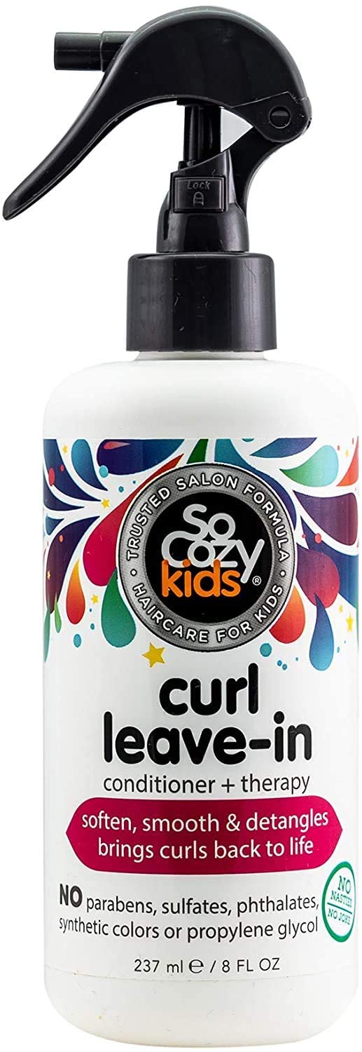 So Cozy,Curl Spray LeaveIn Conditioner For Kids Hair Detangles And Restores Curls No Parabens Sulfates Synthetic Colors Or Dyes,Jojoba Oil,Olive Oil & Vitamin B5,Sweet-Pea,8 Fl Oz(2 Pack),White,(539A)