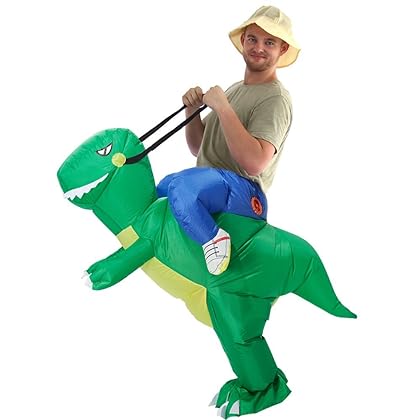 YEAHBEER Inflatable Dinosaur Costume T-Rex Fancy Dress Halloween Blow up Costumes Dinosaur Costume