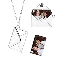 MeMeDIY Personalized Locket Necklace Envelope Love Letter Necklaces with Secret Message/Letter Necklace Personalized Heart Photo Angel Wings Locket Necklace for Woman