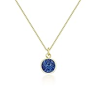 Adabele 1pc Natural Druzy Crystal Round Pendant Gemstone Necklace 18 inch Electroplated Healing Raw Chakras Stone Hypoallergenic Tarnish Resistant Women Jewellery
