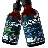 E2H: Liquid Chlorophyll and Natural Black Currant Extract | Vegan, Non-GMO - 2 Fl Oz Each (4 Fl Oz Total) - Bundle