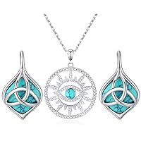 BDL Genuine Turquoise Jewelry for Women, 925 Sterling Silver Earrings and Necklaces for Women, Leverback Dangle Drop Earrings Jewelry