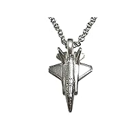 Silver Toned F35 Fighter Jet Plane Pendant Necklace
