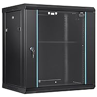 VEVOR 12U Wall Mount Network Server Cabinet, 15.5'' Deep, Server Rack Cabinet Enclosure, 200 lbs Max. Ground-Mounted Load Capacity, with Locking Glass Door Side Panels, for IT Equipment, A/V Devices