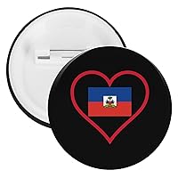 I Love Haiti Red Heart Round Brooch Pins Fashion Tin Plate Badges For Shawl Coat Unisex