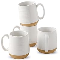 Large Ceramic Coffee Mugs Set - 15 OZ Porcelain Coffee Latte Cups Set of 4 with Handle Perfect for Cappuccino, Tea, Mocha, Hot or Cold Drinks, Unique Glaze Design for Home, Cafe and Coffee Bar, White