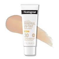 Purescreen+ Tinted Sunscreen for Face with SPF 30, Broad Spectrum Mineral Sunscreen with Zinc Oxide and Vitamin E, Water Resistant, Fragrance Free, Light, 1.1 fl oz