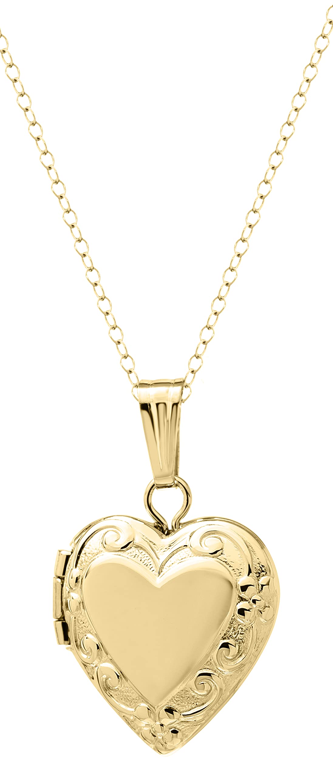 Amazon Collection Children's 14k Yellow Gold-Filled Heart Locket Pendant Necklace, 15