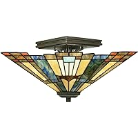 Quoizel TFIK1714VA Inglenook Tiffany Semi-Flush Ceiling Lighting, 2-Light, 120 Watts, Valiant Bronze (8