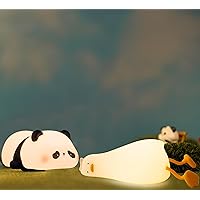 DREAMING MY DREAM Panda and Duck Lamp, LED Squishy Novelty Animal Night Lamp, 3 Level Dimmable Nursery Nightlight for Breastfeeding Toddler Baby Kids Decor, Cool Gifts for Kids