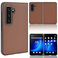 Smartphone Flip Cases Compatible with Microsoft Surface Duo 2 Case,Ultra-Thin Leather Shockproof Protection case,PC+PU Leather Flip Folio Case Flip Cases (Color : Brown)