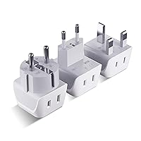 Ceptics Complete European Travel Adapter Set - 2 In 1 Usa to Europe, Germany, England, Spain, Italy, Iceland, France, (Type G, E/F, Type C) - 3 Pack, Safe Grounded Perfect for Cell Phones, Laptops