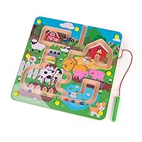Bigjigs Toys, Farmyard Maze Puzzle, Wooden Toys, Jigsaw Puzzle, Wooden Puzzle, Farm Toys, Jigsaw for 3 4 5 Year Olds, Toddler Puzzles, Childrens Puzzles