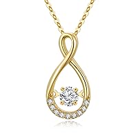 14k Gold Small Infinity Necklace for Women, Created Moissanite Love Anniversary Jewelry Gifts for Wife/Mother,16-18 Inch