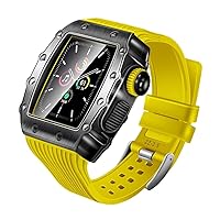Modification Kit Bumper Frame Case Sports Rubber for Apple Watch Band Series 7 SE 6 Mod Kit Set 45mm 44mm 40mm 41mm Watchband (Color : Yellow, Size : 41MM)