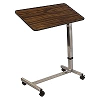 Graham-Field GF8905-1A Lumex Deluxe Overbed Table with Tilting Top & Wheels, Brown, 30-43